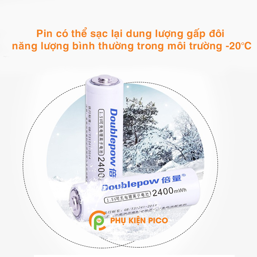 Pin sạc Doublepow 2400mWh có cổng sạc trực tiếp Micro USB AA 1.5v