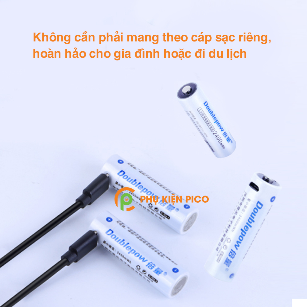 Pin sạc Doublepow 2400mWh có cổng sạc trực tiếp Micro USB AA 1.5v