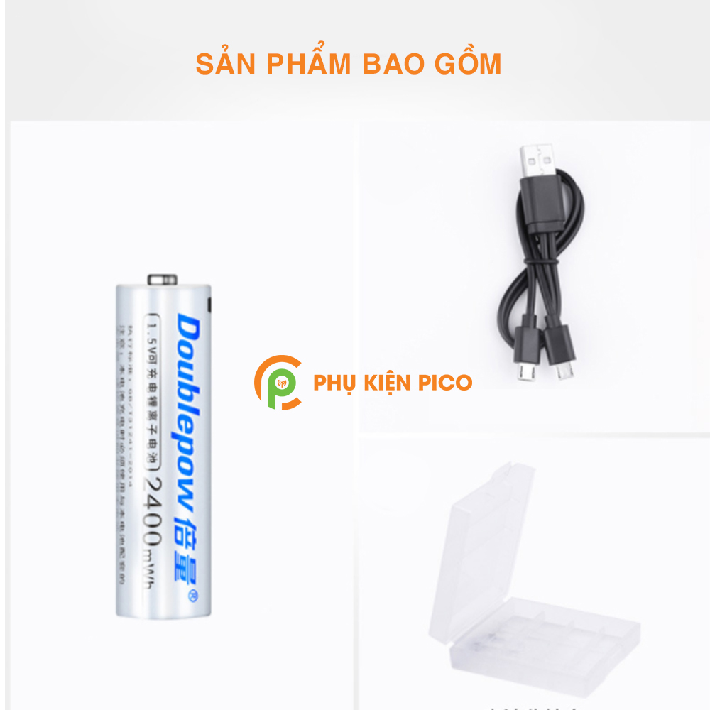 Pin sạc Doublepow 2400mWh có cổng sạc trực tiếp Micro USB AA 1.5v