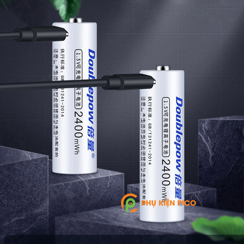 Pin sạc Doublepow 2400mWh có cổng sạc trực tiếp Micro USB AA 1.5v