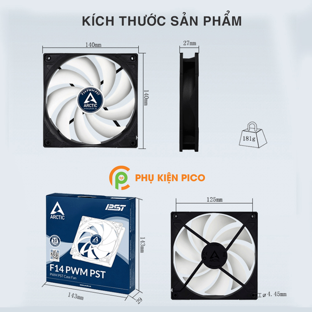 Quạt tản nhiệt case máy tính Arctic F14 PWM PST - Quạt Fan Case 14cm