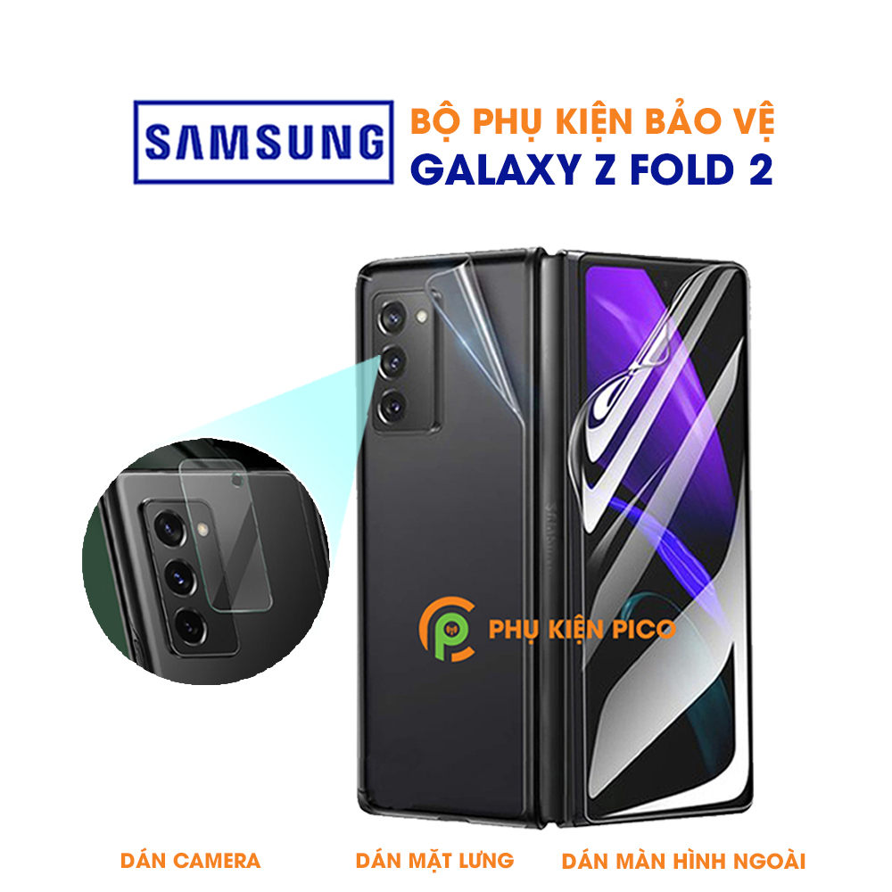 Dán màn hình ngoài Samsung Z Fold 2, dán lưng PPF dẻo trong suốt, dán camera Samsung Galaxy Z Fold 2 - Combo 3