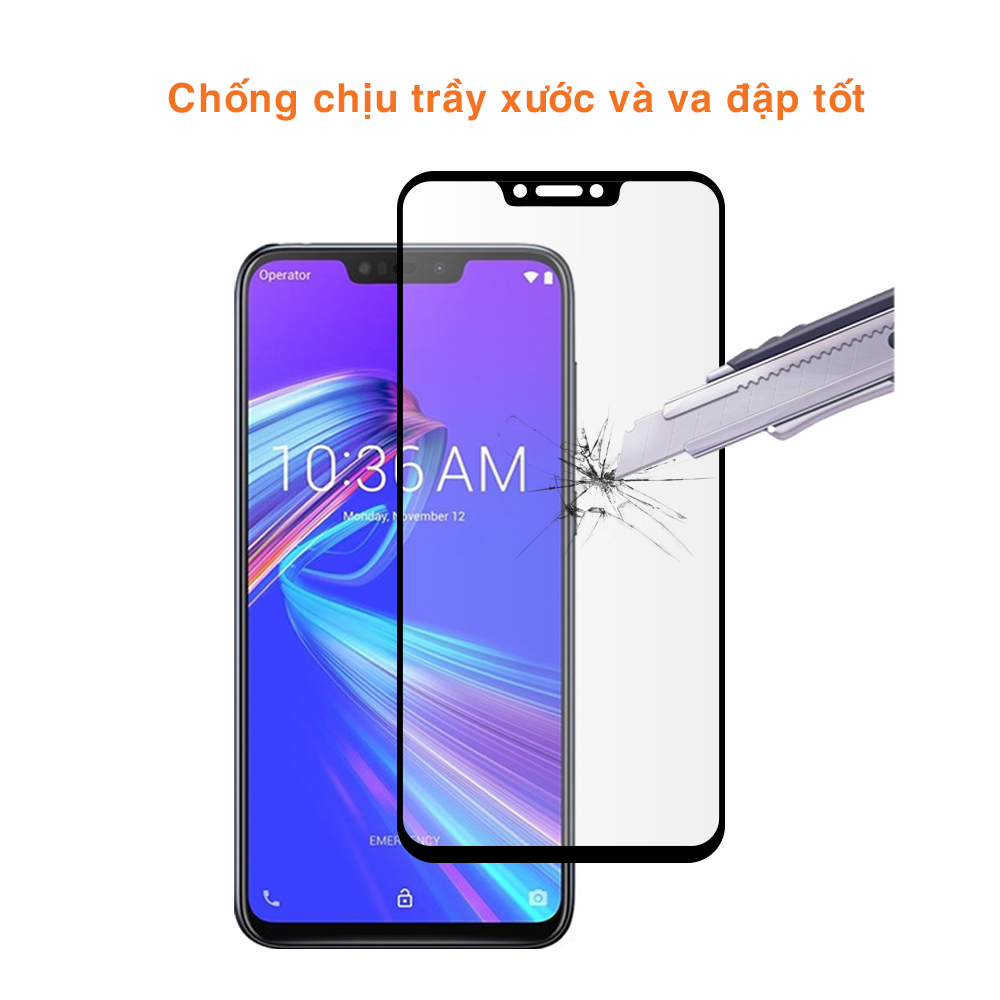 Cường lực Asus Zenfone Max M2 viền đen độ cứng 9H chống trầy xước