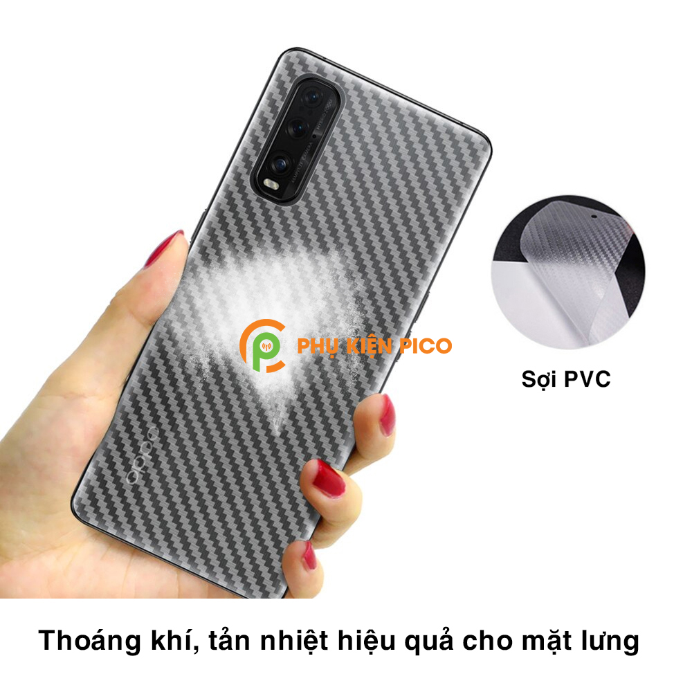 Dán lưng Oppo Find X2 vân Carbon 3D tản nhiệt tốt – Dán lưng vân Carbon Oppo Find X2