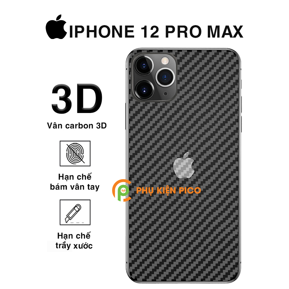 Dán lưng Iphone 12 Pro Max vân carbon 3D tản nhiệt tốt – Dán lưng vân carbon Iphone 12 Pro Max