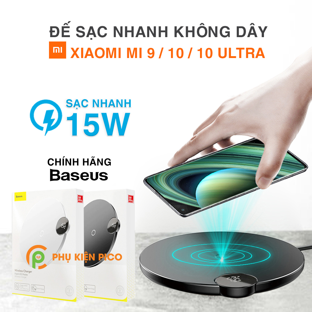 Đế sạc nhanh không dây Xiaomi Mi 10 / Mi 10 Ultra / Mi 9 15W chính hãng Baseus chuẩn Qi – Cốc sạc Xiaomi