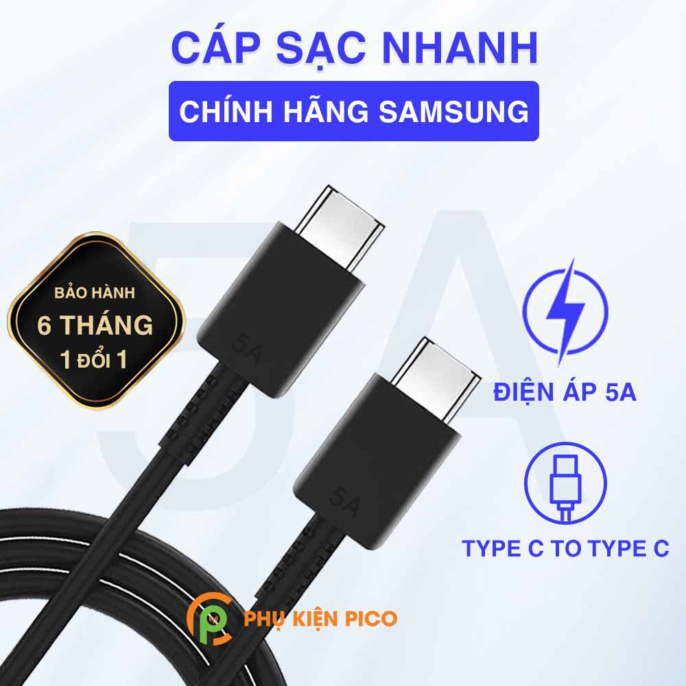 Cáp sạc nhanh 2 đầu Type C 5A chính hãng Samsung – Cáp truyền dữ liệu Samsung
