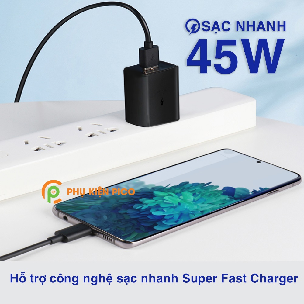Củ sạc siêu nhanh 45W cho Samsung Galaxy Note 10/ Note 20/ S20 Series/ Z Fold 2/ Z Flip cổng Type C chính hãng NoBox