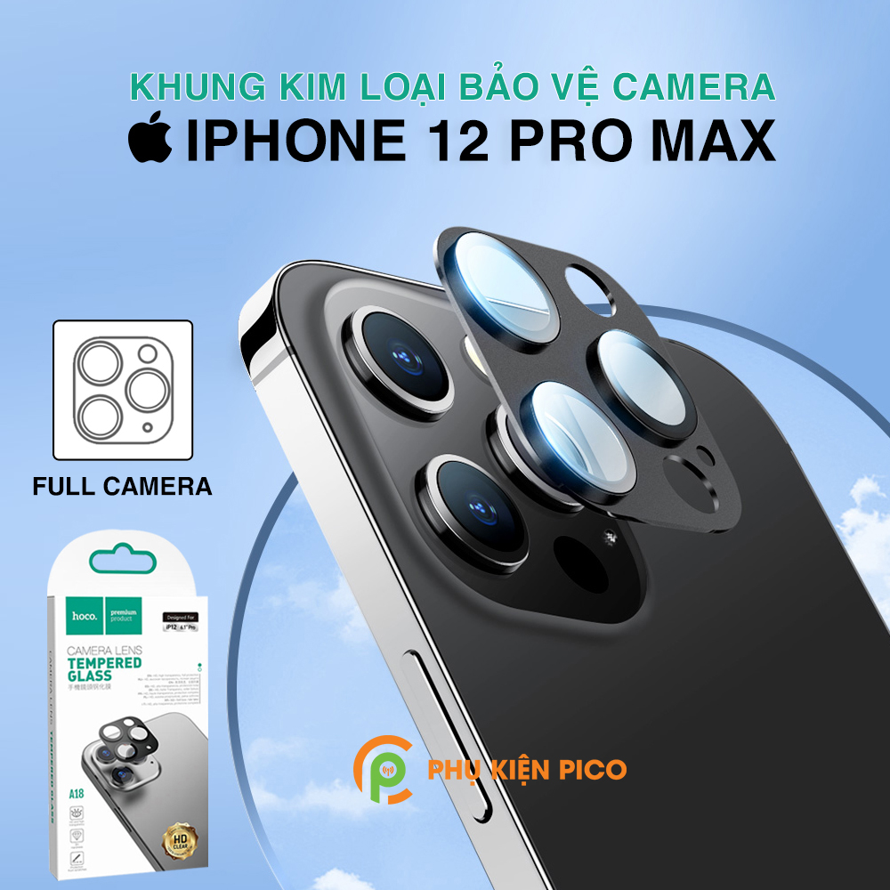 Khung kim loại bảo vệ camera Iphone 12 Pro Max kèm kính cường lực chính hãng Hoco chống trầy xước – Khung bảo vệ cụm camera Iphone 12 Pro Max