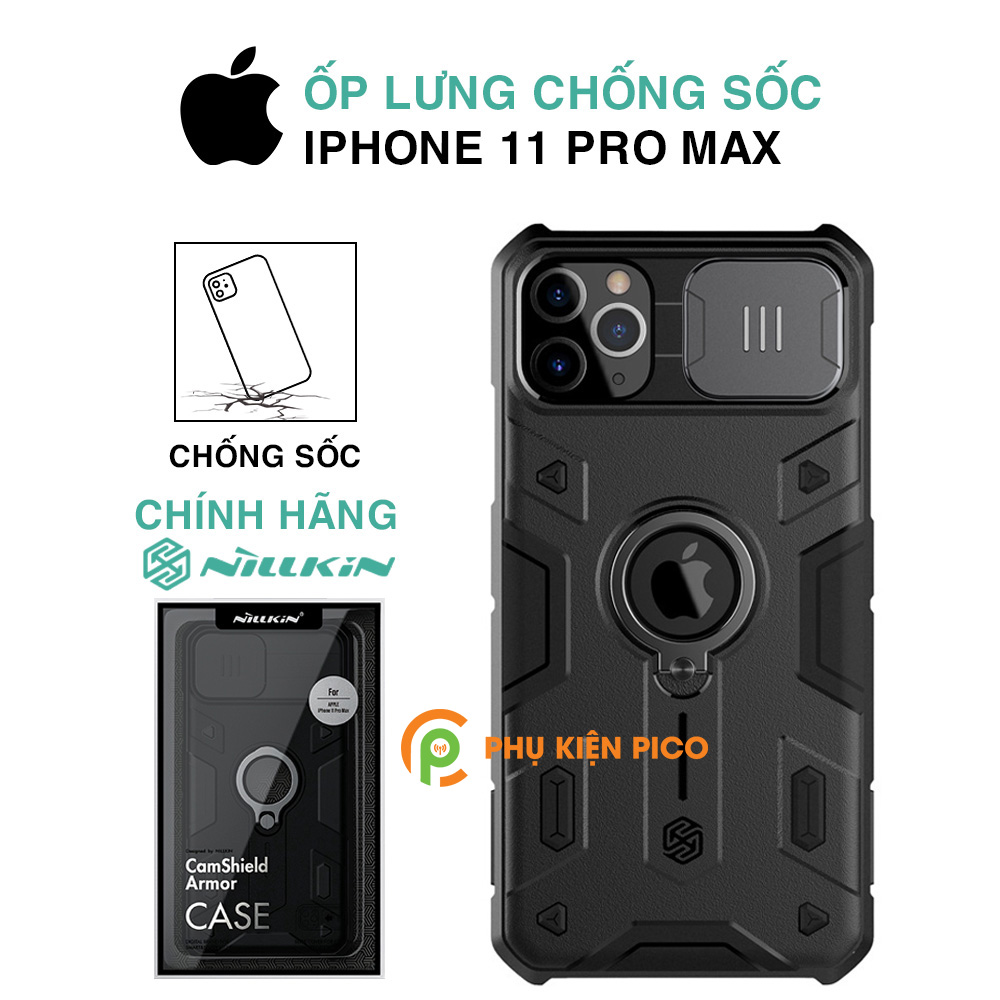 Ốp lưng chống sốc iPhone 11 Pro Max chính hãng Nillkin có nắp trượt bảo vệ camera sau - Ốp điện thoại iPhone 11 Pro Max