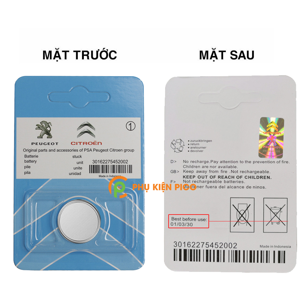 Pin chìa khóa ô tô Peugeot 208 chính hãng sản xuất theo công nghệ Nhật Bản – Pin chìa khóa Peugeot 208
