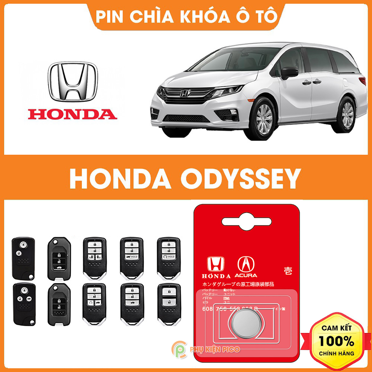 Pin chìa khóa ô tô Honda Odysey chính hãng sản xuất theo công nghệ Nhật Bản – Pin chìa khóa Honda Odysey