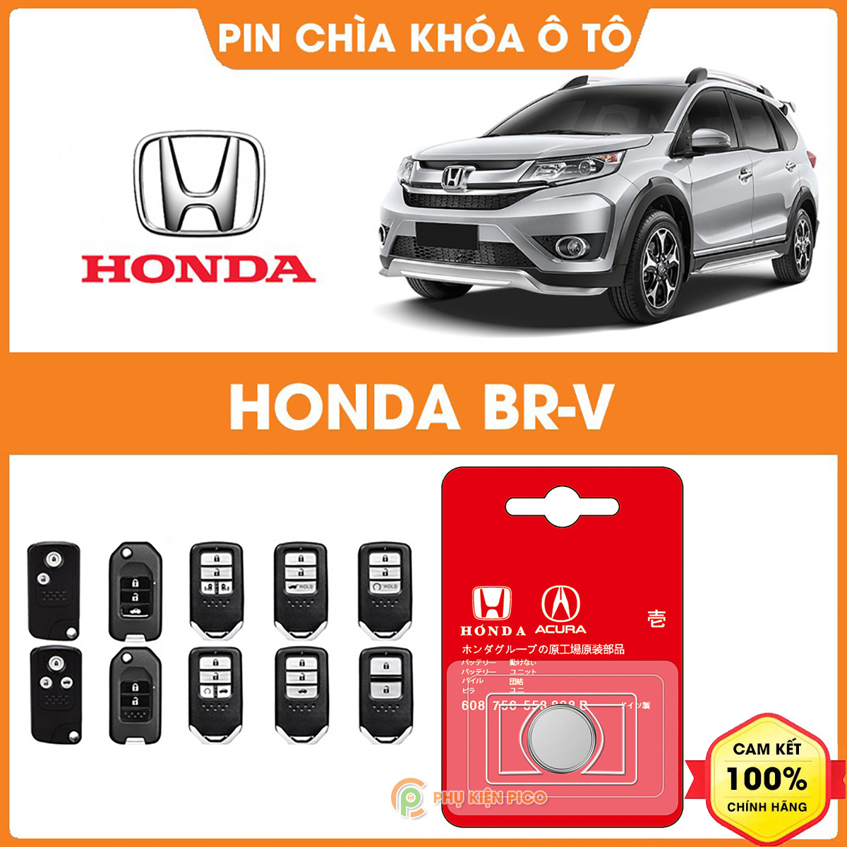 Pin chìa khóa ô tô Honda BR-V chính hãng sản xuất theo công nghệ Nhật Bản – Pin chìa khóa Honda BR-V