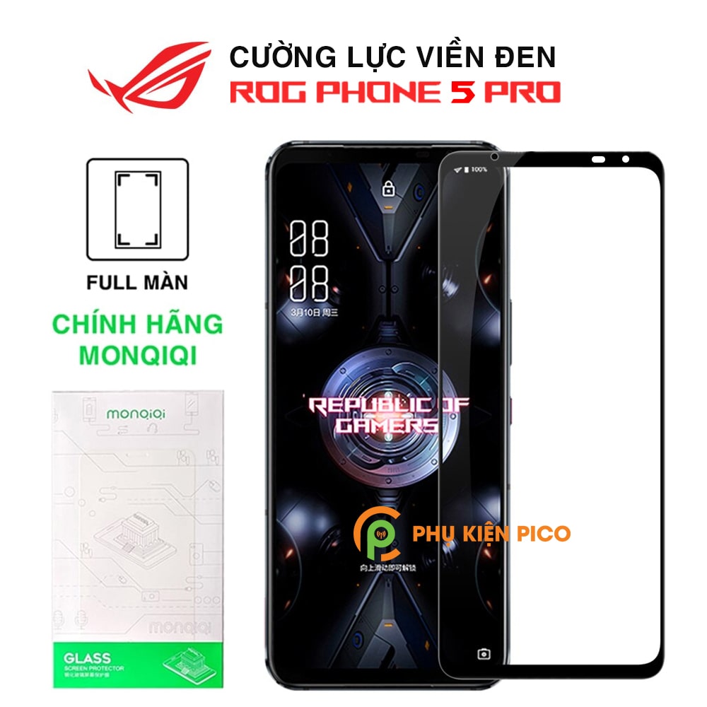 Kính cường lực Rog Phone 5 Pro full màn hình viền đen siêu mỏng Monqiqi