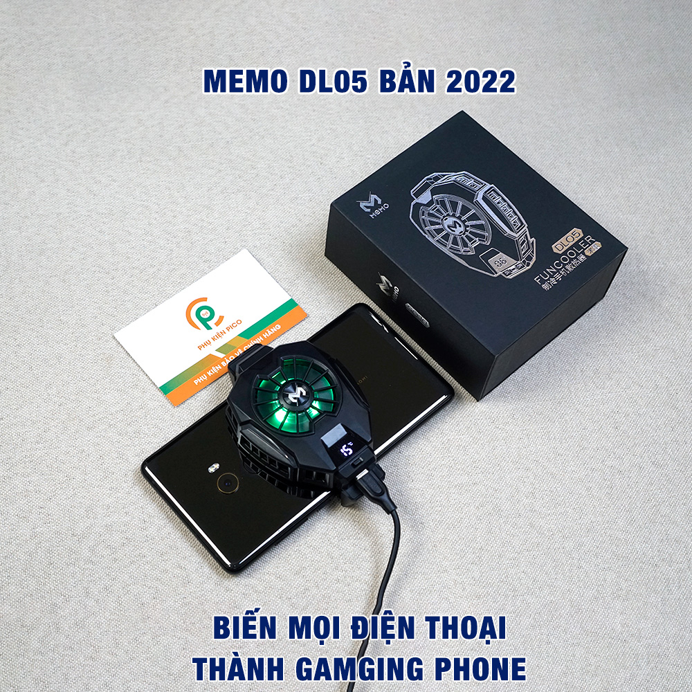 Quạt tản nhiệt điện thoại Memo DL05 tản sò lạnh DL05 2024 Version 3 có màn hình led đo nhiệt độ
