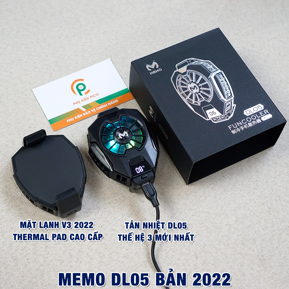 Quạt tản nhiệt điện thoại Memo DL05 tản sò lạnh DL05 2024 Version 3 có màn hình led đo nhiệt độ