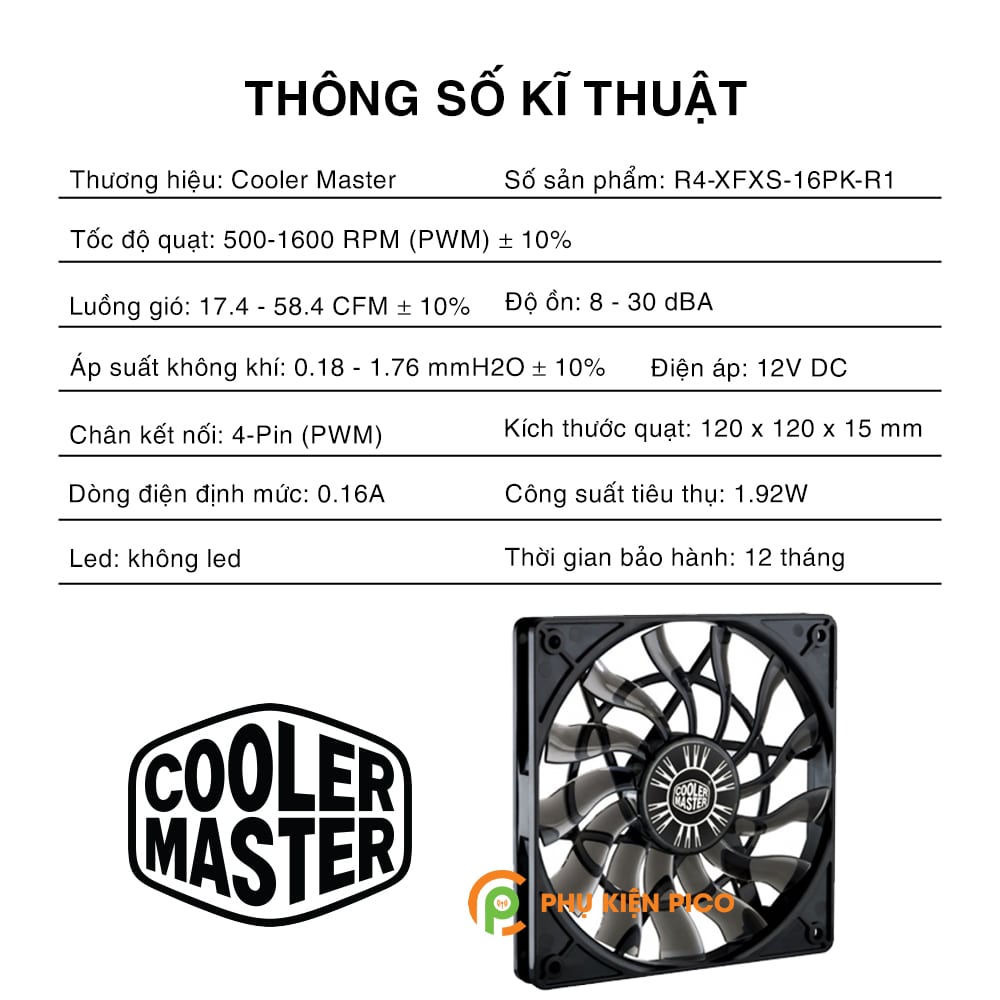 Quạt tản nhiệt case Cooler Master XtraFlo 120 Slim 12015 1600 RPM 58.4 CFM