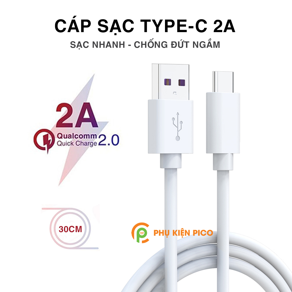 Cáp sạc Type-C 2A 30cm cho điện thoại Samsung Huawei Xiaomi Oppo Oneplus quạt tản nhiệt điện thoại