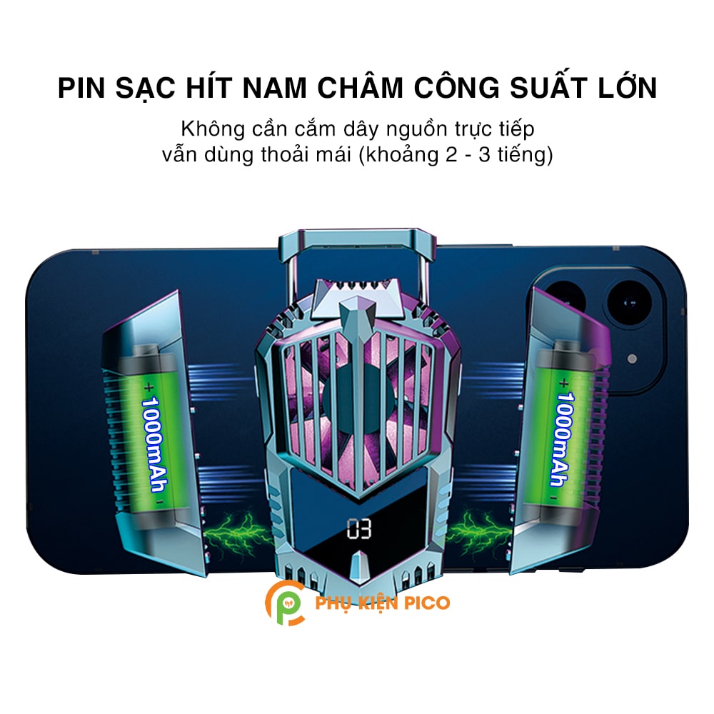 Quạt tản nhiệt điện thoại sò lạnh X3A Pro pin sạc 2000mAh