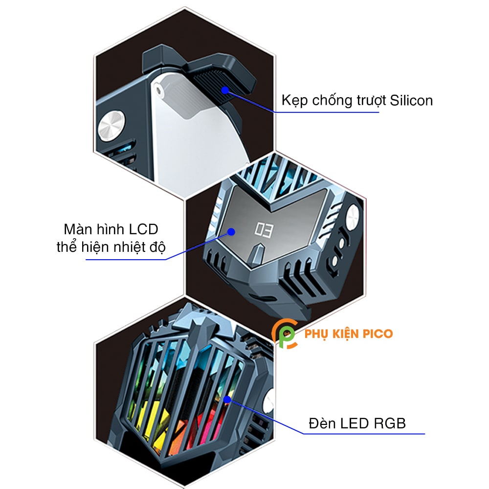 Quạt tản nhiệt điện thoại sò lạnh X3A Pro pin sạc 2000mAh