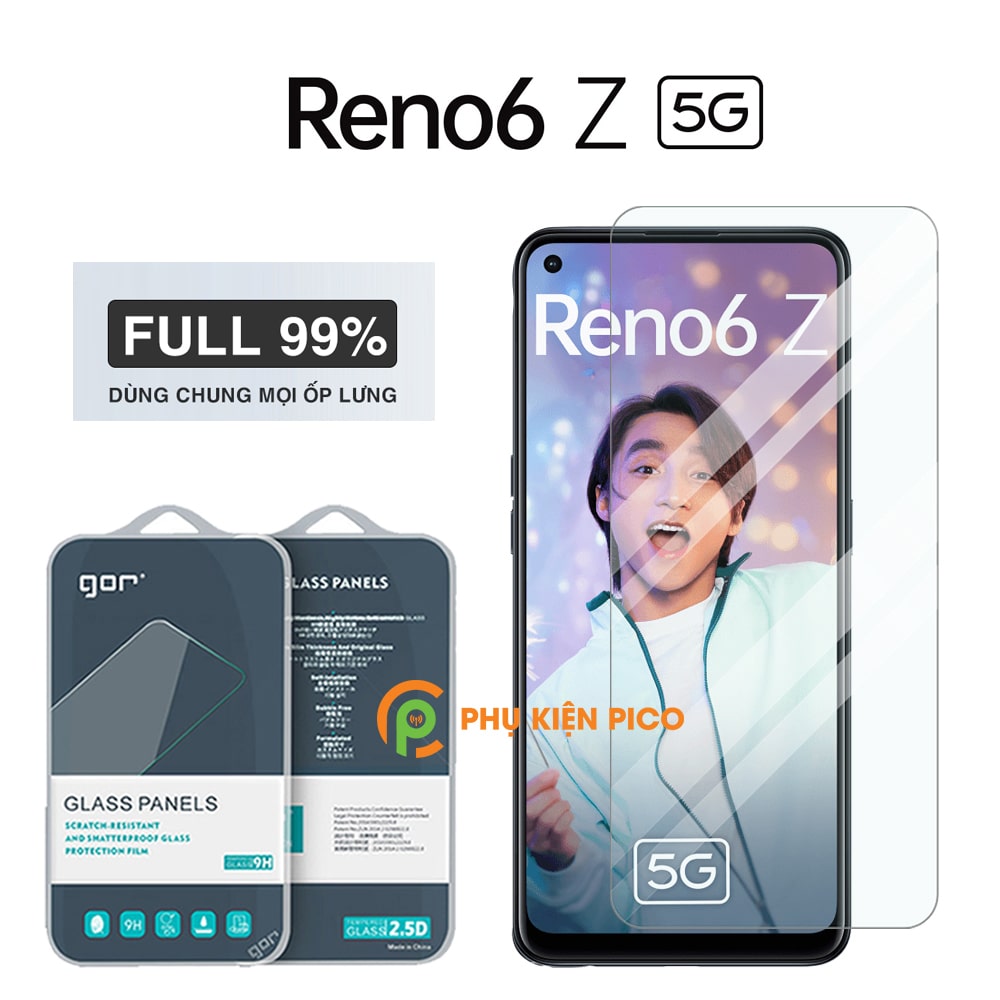 Kính cường lực Oppo Reno6 Z 5G full màn hình chính hãng Gor độ cứng 9H