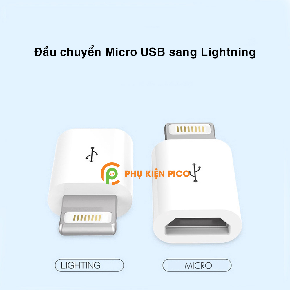 Đầu chuyển Micro USB sang Lightning dùng cho iPhone Ipad Ipod - Đầu chuyển Lightning sang Micro USB