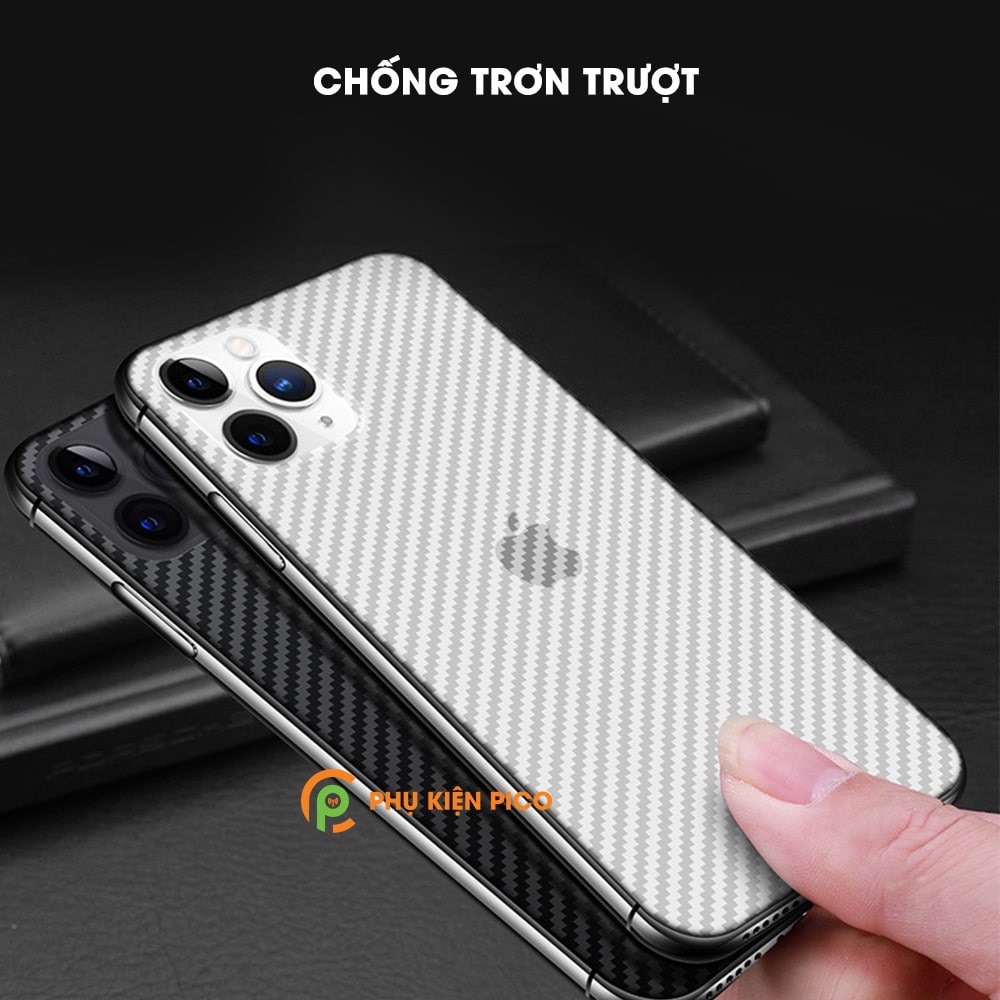 Dán lưng Iphone 13 Pro Max nổi vân Carbon 3D tản nhiệt tốt chống bám vân tay
