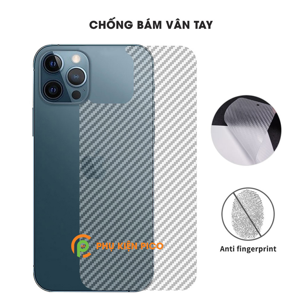 Dán lưng Iphone 13 Pro Max nổi vân Carbon 3D tản nhiệt tốt chống bám vân tay