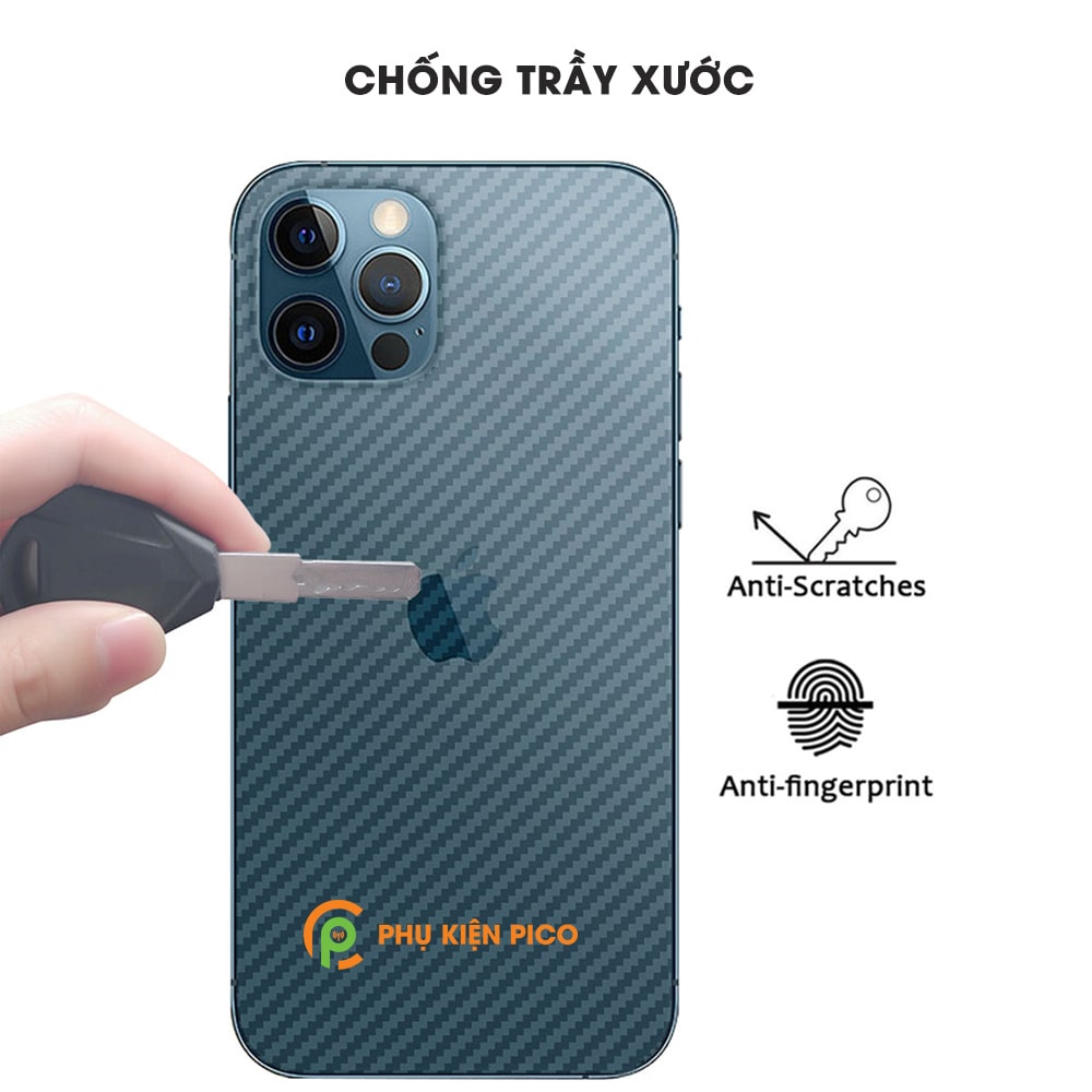 Dán lưng Iphone 13 Pro Max nổi vân Carbon 3D tản nhiệt tốt chống bám vân tay