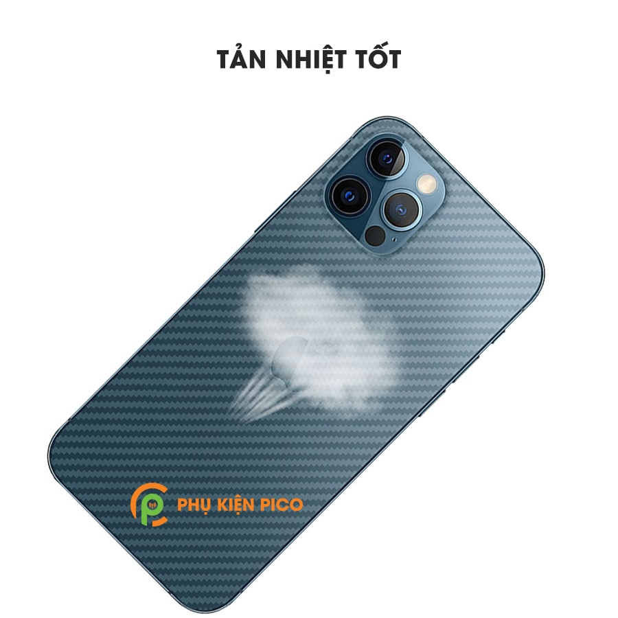 Dán lưng Iphone 13 Pro Max nổi vân Carbon 3D tản nhiệt tốt chống bám vân tay