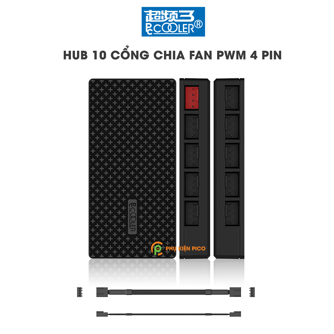 Hub chia Fan PWM 10 cổng 4 Pin hỗ trợ điều tốc, nguồn cấp điện quạt tản nhiệt cổng SATA