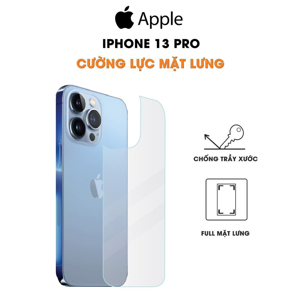 Kính cường lực lưng iPhone 13 Pro trong suốt full mặt lưng độ cứng 9H