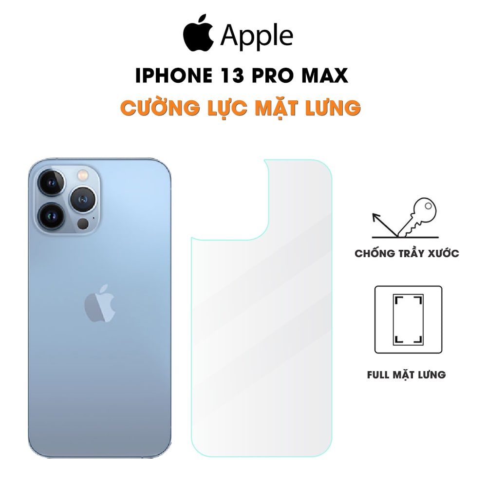 Kính cường lực lưng iPhone 13 Pro Max trong suốt full mặt lưng độ cứng 9H