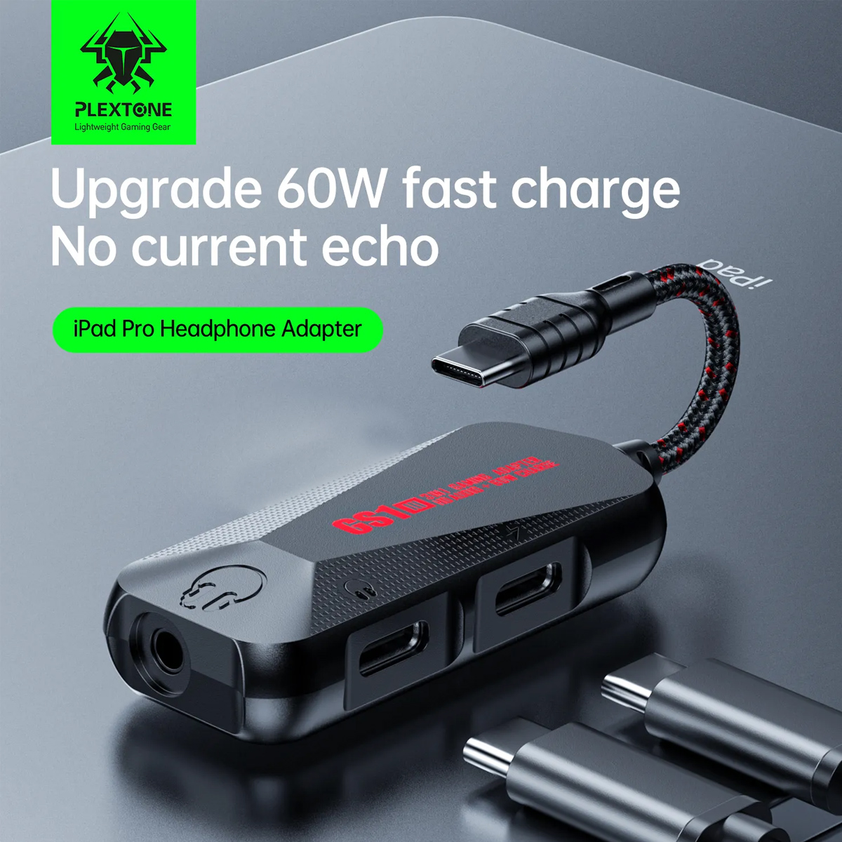 Cáp chia tai nghe và sạc Plextone GS1 type C 3 in 1 Cáp vừa sạc vừa nghe nhạc iPad Pro, Macbook Pro và điện thoại