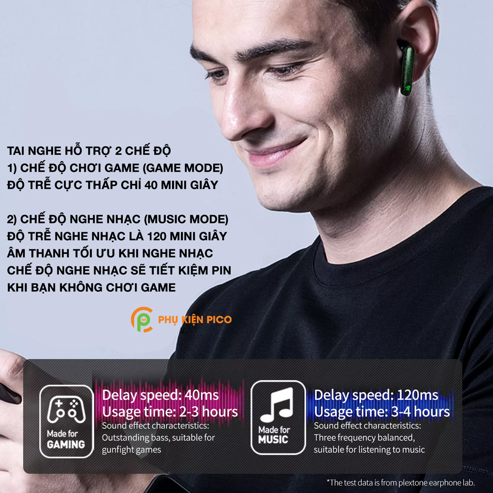 Tai nghe bluetooth PLEXTON 4game 2021 - Tai nghe bluetooth gaming độ trễ thấp - Tai nghe không dây gaming