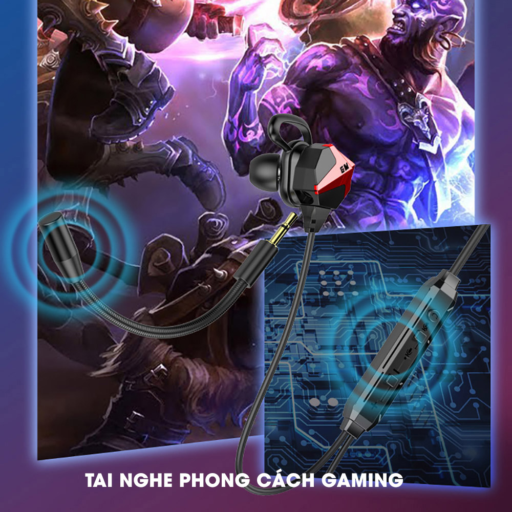 Tai nghe gaming có mic rời G56 3.5mm - Tai nghe gaming có dây G56 Dual driver