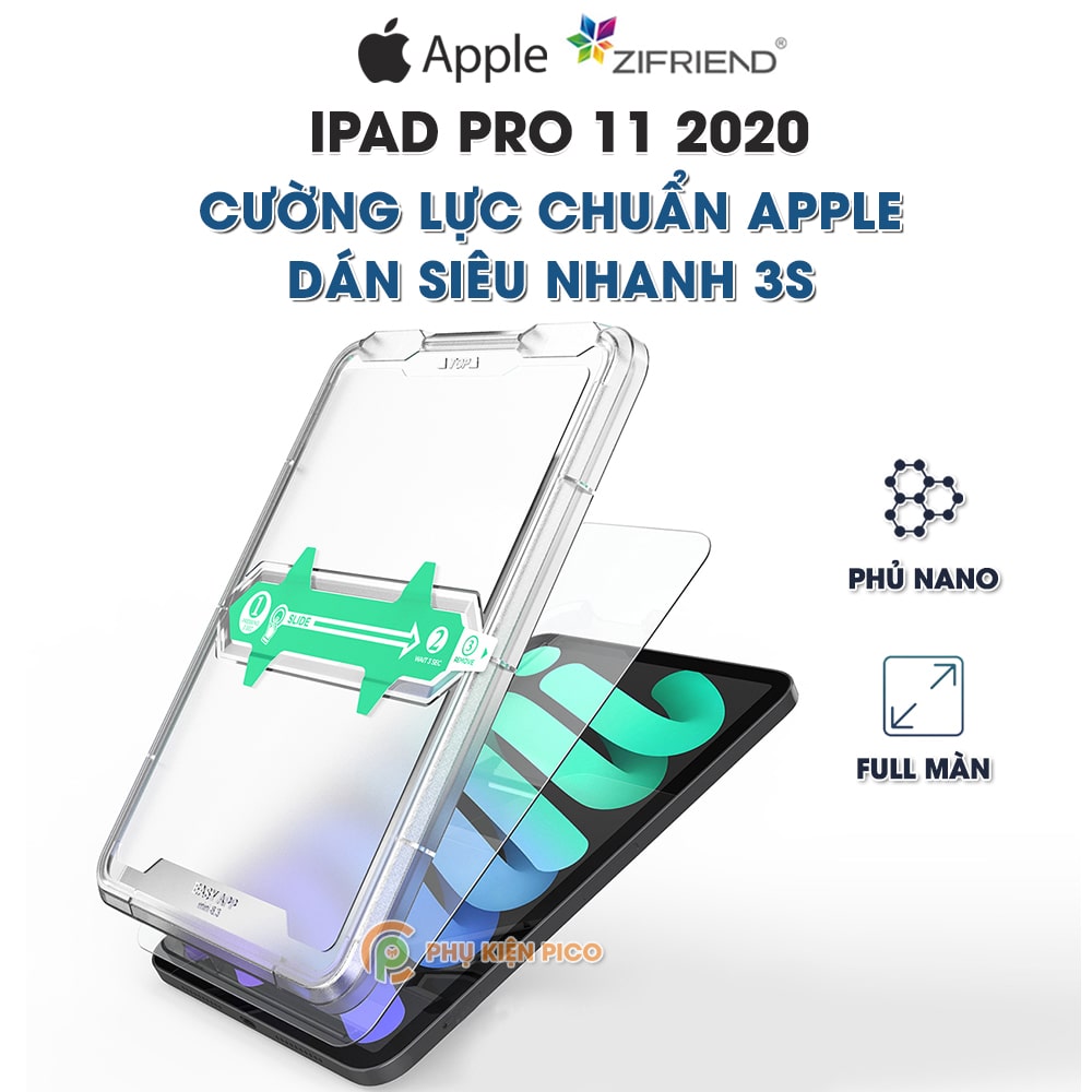 Kính cường lực Ipad Pro 11 2020 chính hãng ZIFRIEND khung dán tự động full màn hình
