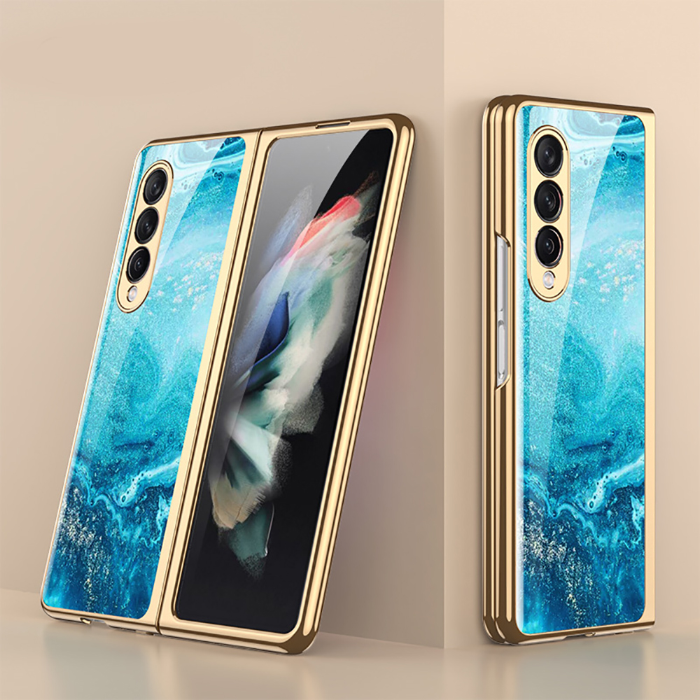 Ốp lưng Samsung Galaxy Z Fold 3 siêu cấp vàng ngọc lam kèm kính cường lực