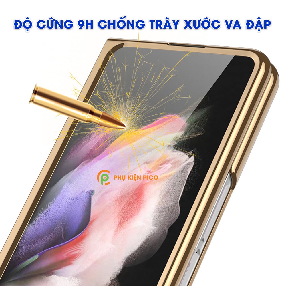 Ốp lưng Samsung Galaxy Z Fold 3 siêu cấp vàng ngọc lam kèm kính cường lực