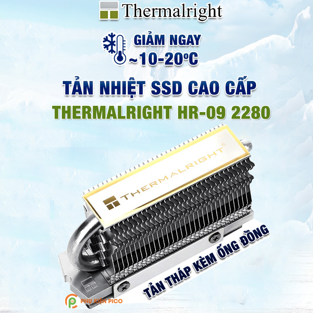 Tản nhiệt SSD HR-09 2280 Super Pro Thermalright chính hãng tản tháp kèm ống đồng