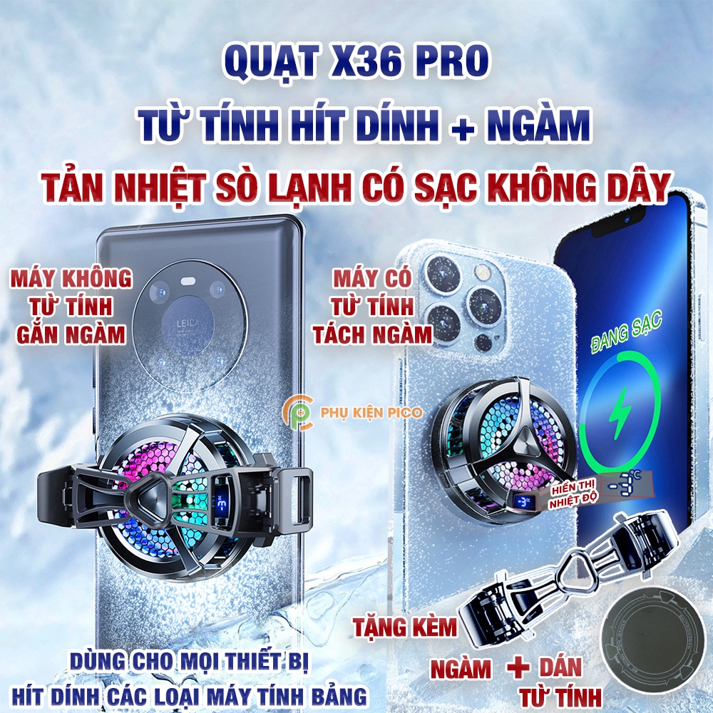 Quạt tản nhiệt điện thoại máy tính bảng X36 Pro sò lạnh thế hệ mới TEC làm lạnh gấp 3 lần