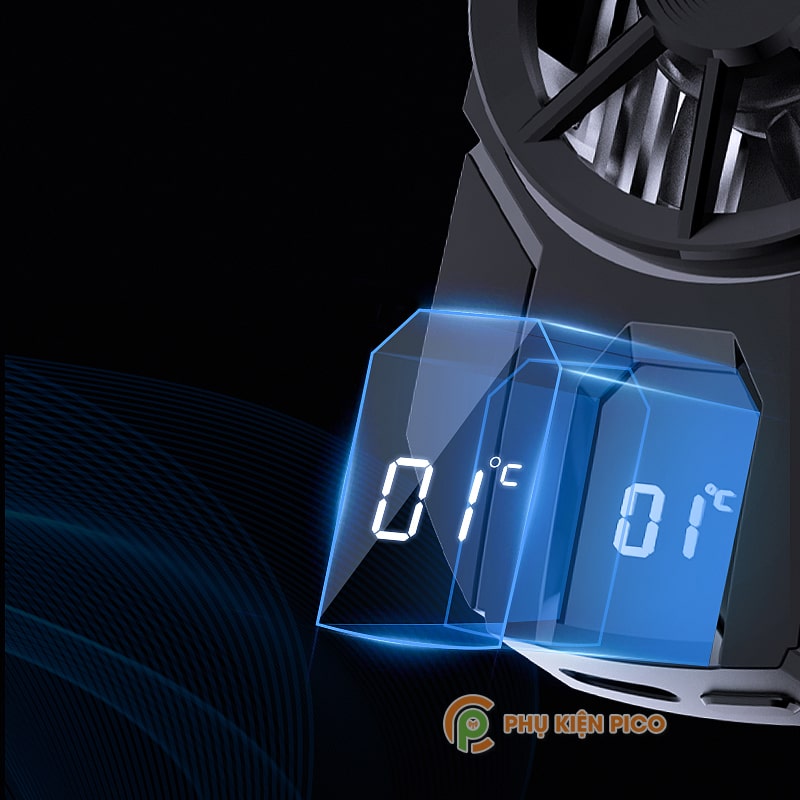 Quạt tản nhiệt điện thoại Memo DLA3 Quạt sò lạnh thế hệ mới màn hình hiển thị nhiệt độ Led Gaming RGB