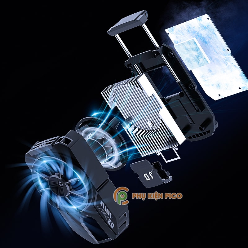 Quạt tản nhiệt điện thoại Memo DLA3 Quạt sò lạnh thế hệ mới màn hình hiển thị nhiệt độ Led Gaming RGB