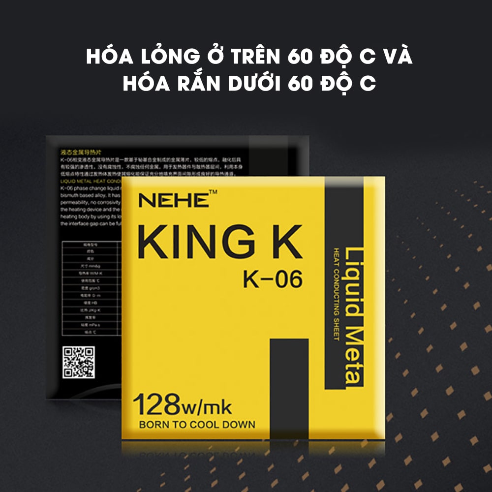Tấm dán tản nhiệt CPU siêu dẫn nhiệt 128W/mk liquid meta King K thể rắn - Dán tản nhiệt máy tính kim loại lỏng NEHE