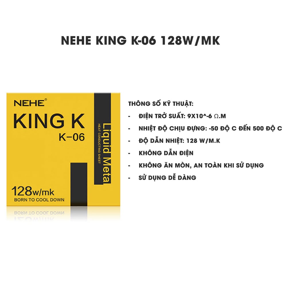 Tấm dán tản nhiệt CPU siêu dẫn nhiệt 128W/mk liquid meta King K thể rắn - Dán tản nhiệt máy tính kim loại lỏng NEHE
