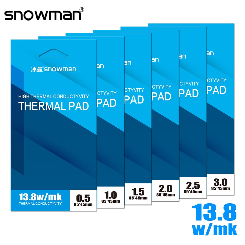 Miếng tản nhiệt cao cấp Thermal Pad SNOWMAN 13.8 W/mk chính hãng tản nhiệt GPU chipset ổ cứng SSD M.2 đối thủ của Gelid