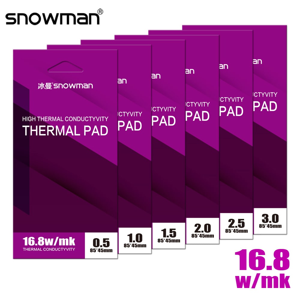 Miếng tản nhiệt cao cấp Thermal Pad SNOWMAN 16.8 W/mk chính hãng tản nhiệt GPU chipset ổ cứng SSD M.2 đối thủ của Gelid