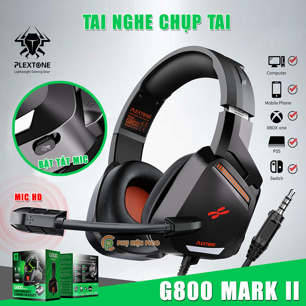 Tai nghe chụp tai PLEXTONE G800 chống ồn - Headphone có mic gaming 3.5mm