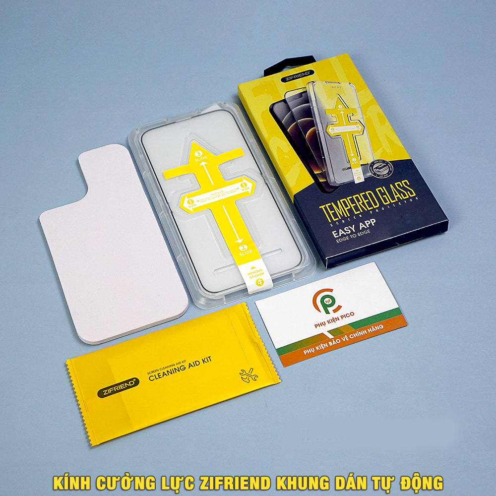 Kính cường lực Iphone 14 Pro Max chính hãng Zifriend khung dán tự động full màn hình