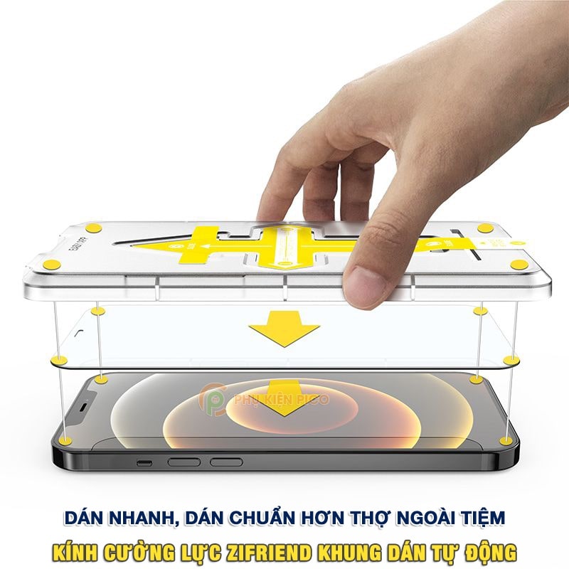 Kính cường lực Iphone 14 Pro Max chính hãng Zifriend khung dán tự động full màn hình